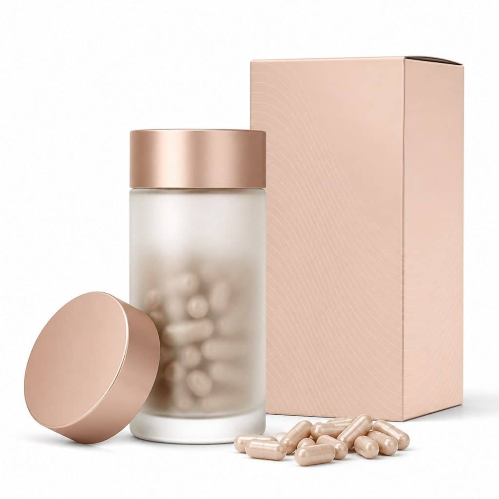 Complexe beauté de la peau en gélules présenté seul