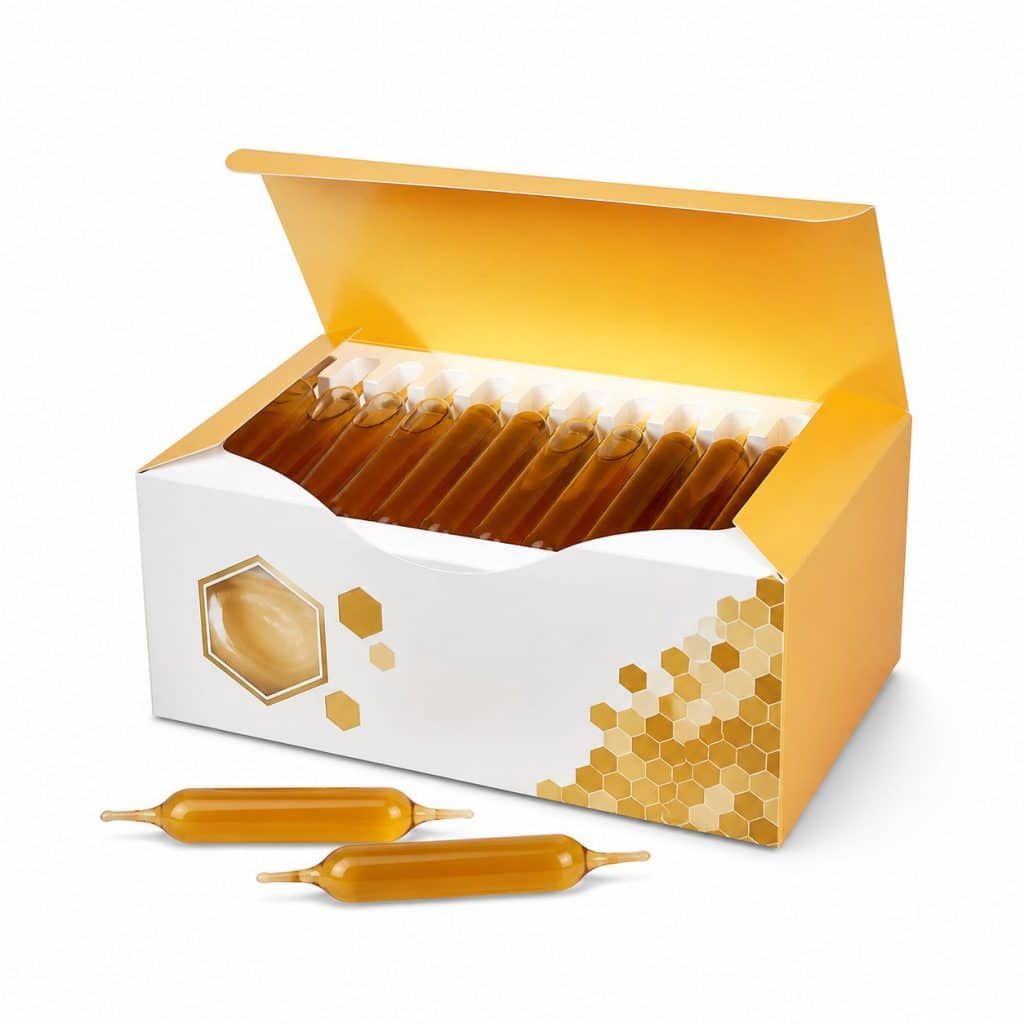 Gelée royale fraîche en ampoules buvables présenté seul