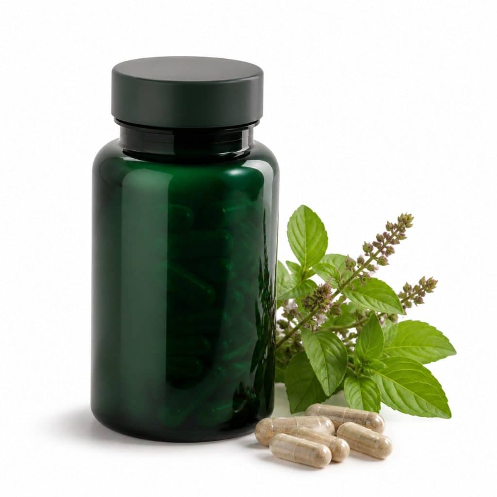 Tulsi (basilic sacré) en gélules présenté seul
